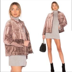 Oversized Free People Velvet Mauve Pink Jacket, size M
